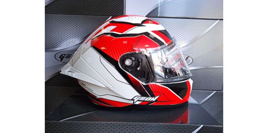 МОТОШОЛОМ GEON 985 WHITE BLACK/RED - S 00065787