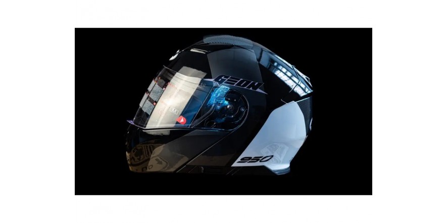 Мотошолом GEON 950 GLOSSY BLACK/WHITE L UT-00051462 Мотошолом GEON 950 GLOSSY BLACK/WHITE L UT-00051462