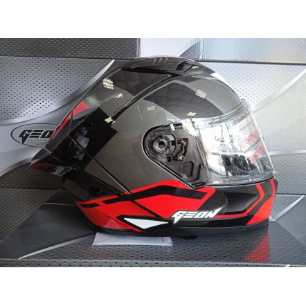 Мотошолом, шолом GEON 985 BLACK GREY/FLUOR RED - L Мотошолом, шолом GEON 985 BLACK GREY/FLUOR RED - L