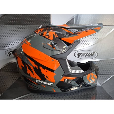 Мотошолом, шолом GEON 633 BLACK FLUO ORANGE/GRAY L Мотошолом, шолом GEON 633 BLACK FLUO ORANGE/GRAY L
