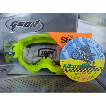 Мото окуляри, окуляри 100% STRATA 2 Goggle Neon Yellow - Clear Lens Мото окуляри, окуляри 100% STRATA 2 Goggle Neon Yellow - Clear Lens