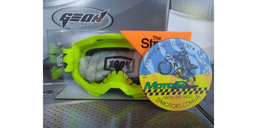 Мото окуляри, окуляри 100% STRATA 2 Goggle Neon Yellow - Clear Lens Мото окуляри, окуляри 100% STRATA 2 Goggle Neon Yellow - Clear Lens