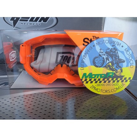 Мото окуляри, окуляри 100% STRATA 2 Goggle Neon Orange - Clear Lens Мото окуляри, окуляри 100% STRATA 2 Goggle Neon Orange - Clear Lens