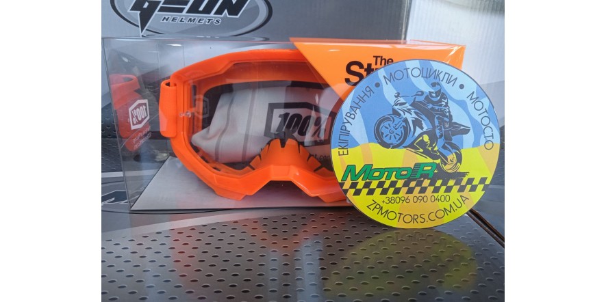 Мото окуляри, окуляри 100% STRATA 2 Goggle Neon Orange - Clear Lens Мото окуляри, окуляри 100% STRATA 2 Goggle Neon Orange - Clear Lens