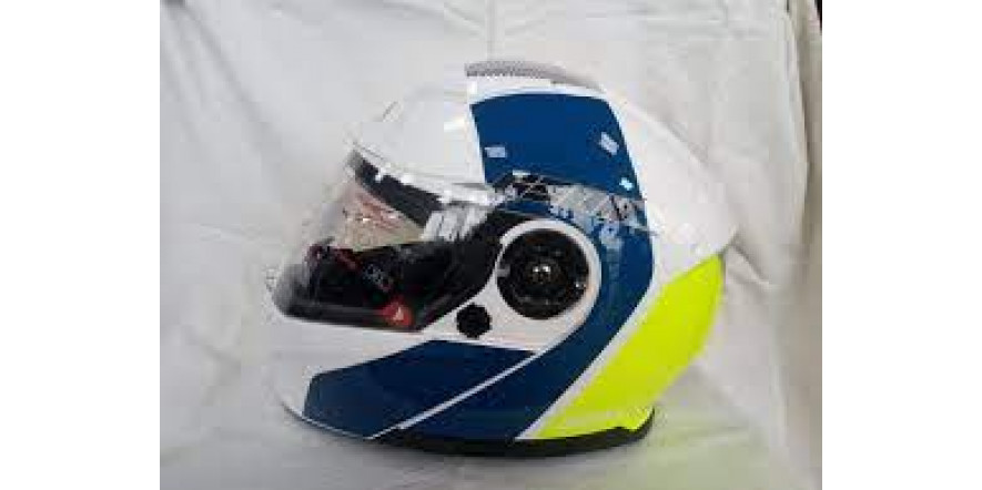 Мотошолом GEON 950 GLOSSY WHITE/BLUE/YELLOW S