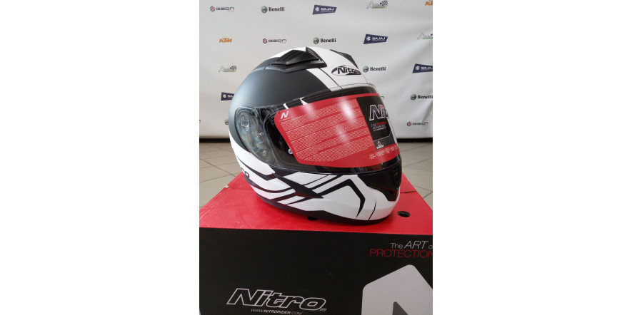 Мотошолом NITRO N2400 Satin Black/White (XL) N2400-S-XL Мотошолом NITRO N2400 Satin Black/White (XL) N2400-S-XL